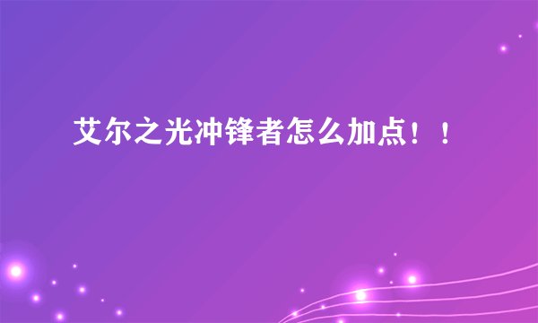 艾尔之光冲锋者怎么加点！！