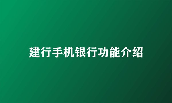 建行手机银行功能介绍