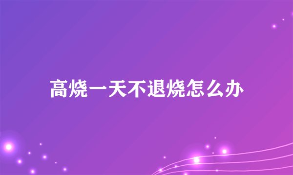 高烧一天不退烧怎么办
