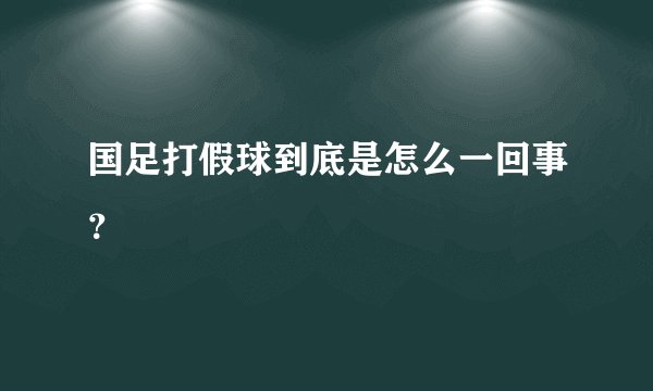 国足打假球到底是怎么一回事?