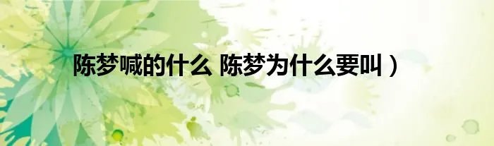 陈梦喊的什么 陈梦为什么要叫）