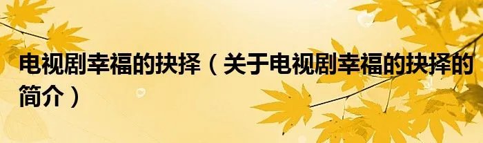 电视剧幸福的抉择（关于电视剧幸福的抉择的简介）