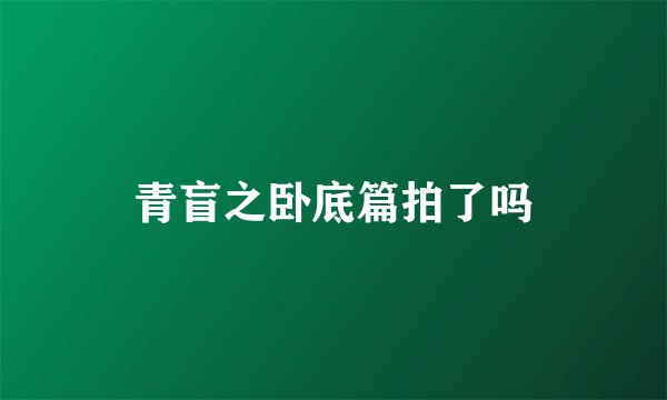 青盲之卧底篇拍了吗