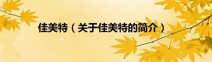 佳美特（关于佳美特的简介）