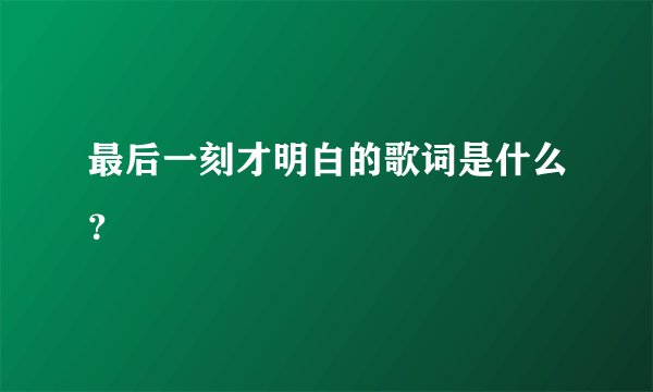 最后一刻才明白的歌词是什么？