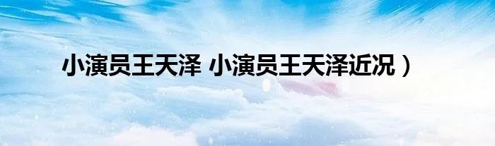 小演员王天泽 小演员王天泽近况）