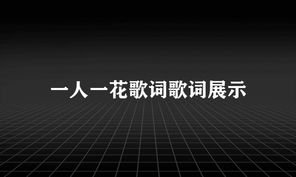 一人一花歌词歌词展示