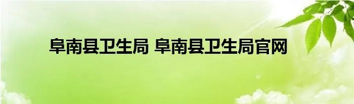阜南县卫生局 阜南县卫生局官网