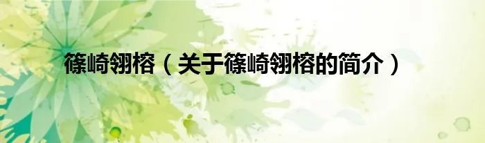 篠崎翎榕（关于篠崎翎榕的简介）
