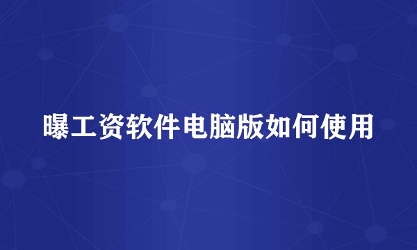 曝工资软件电脑版如何使用