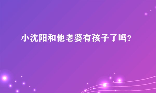 小沈阳和他老婆有孩子了吗？