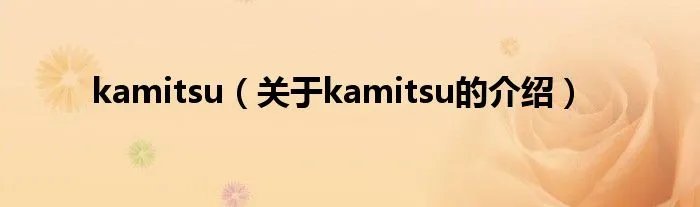 kamitsu(关于kamitsu的介绍)