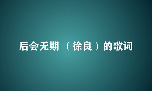 后会无期 （徐良）的歌词