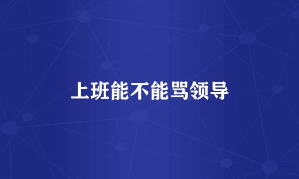 上班能不能骂领导