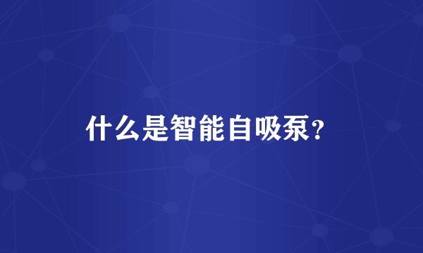 什么是智能自吸泵？