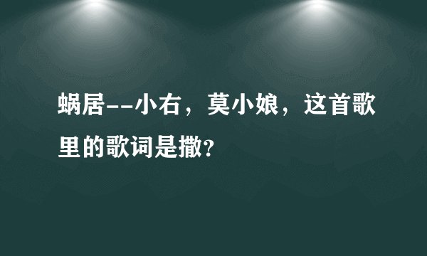 蜗居--小右，莫小娘，这首歌里的歌词是撒？