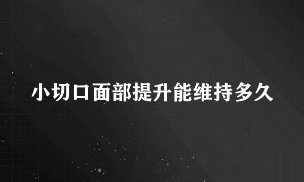小切口面部提升能维持多久