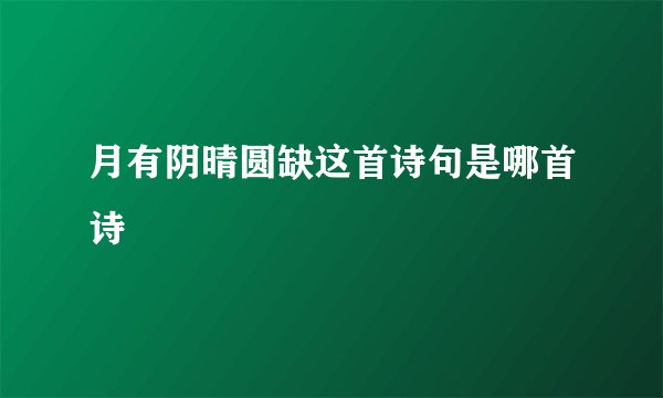 月有阴晴圆缺这首诗句是哪首诗