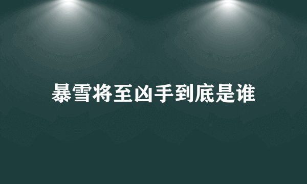 暴雪将至凶手到底是谁