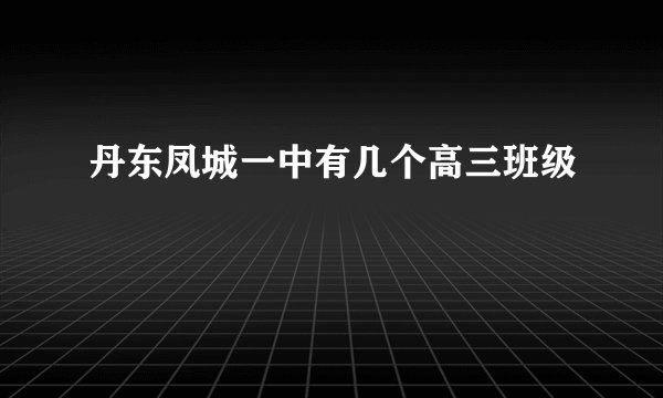丹东凤城一中有几个高三班级