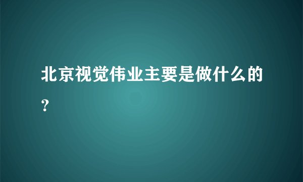 北京视觉伟业主要是做什么的？