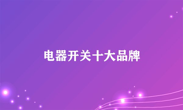 电器开关十大品牌