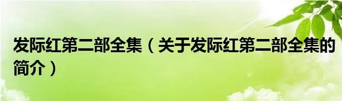 发际红第二部全集（关于发际红第二部全集的简介）