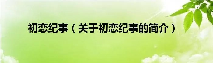 初恋纪事（关于初恋纪事的简介）