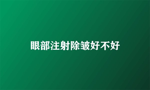 眼部注射除皱好不好