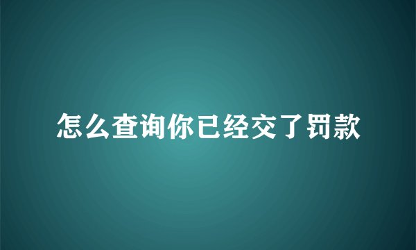 怎么查询你已经交了罚款