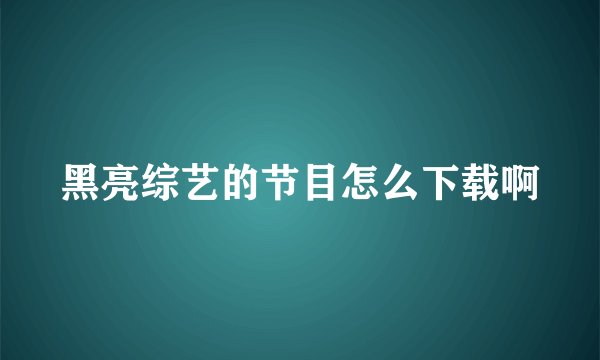 黑亮综艺的节目怎么下载啊