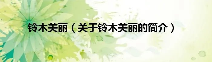 铃木美丽（关于铃木美丽的简介）