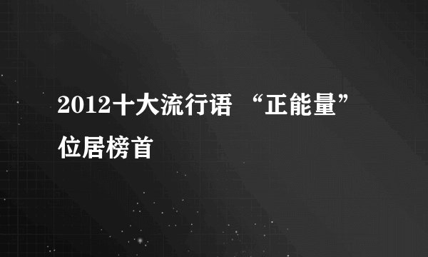 2012十大流行语 “正能量”位居榜首