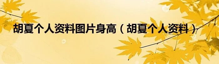 胡夏个人资料图片身高（胡夏个人资料）