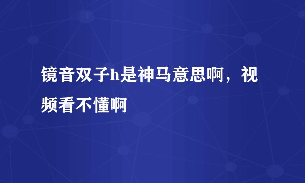 镜音双子h是神马意思啊，视频看不懂啊