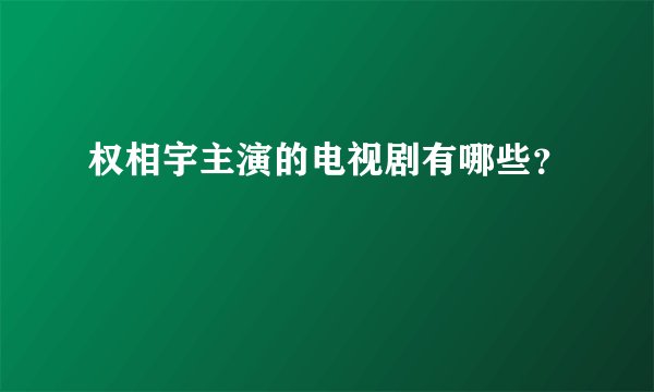 权相宇主演的电视剧有哪些？