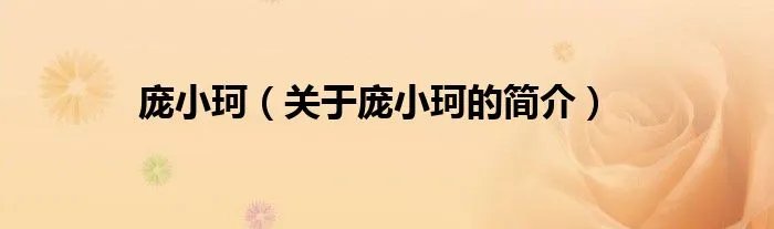 庞小珂（关于庞小珂的简介）