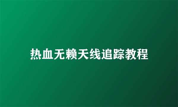 热血无赖天线追踪教程