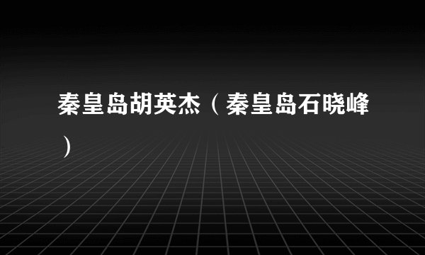 秦皇岛胡英杰（秦皇岛石晓峰）