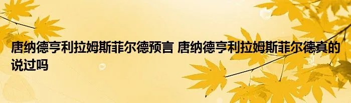 唐纳德亨利拉姆斯菲尔德预言 唐纳德亨利拉姆斯菲尔德真的说过吗