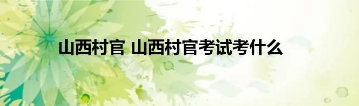 山西村官 山西村官考试考什么