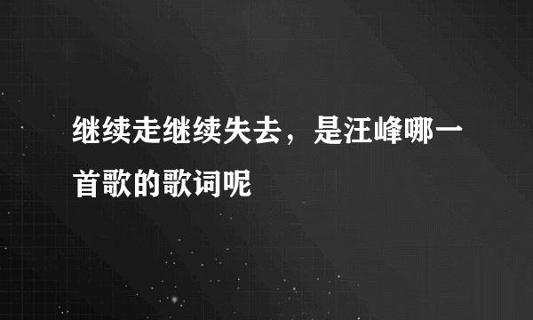 继续走继续失去，是汪峰哪一首歌的歌词呢