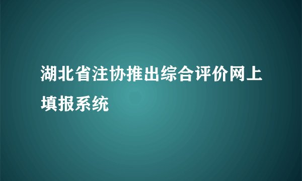 湖北省注协推出综合评价网上填报系统