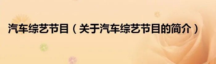 汽车综艺节目（关于汽车综艺节目的简介）