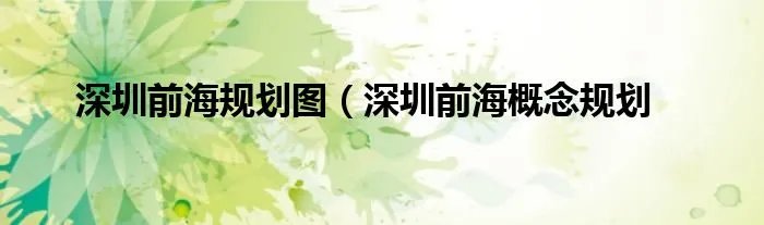 深圳前海规划图（深圳前海概念规划