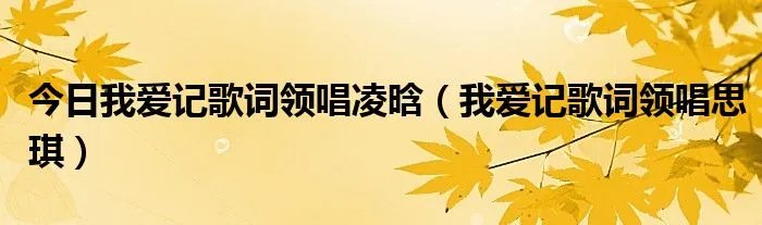 今日我爱记歌词领唱凌晗（我爱记歌词领唱思琪）