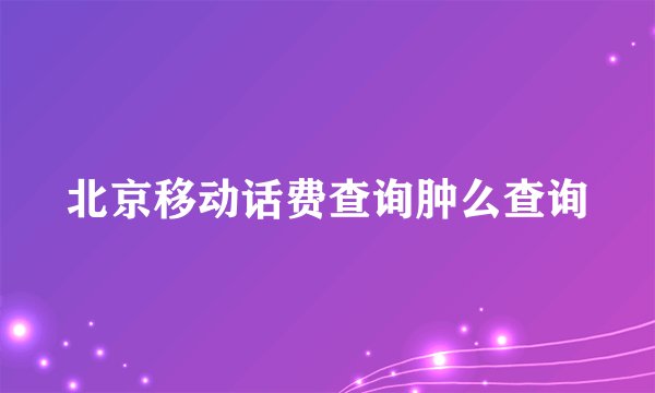 北京移动话费查询肿么查询