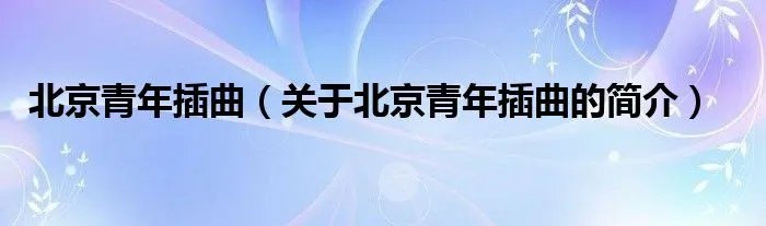 北京青年插曲（关于北京青年插曲的简介）