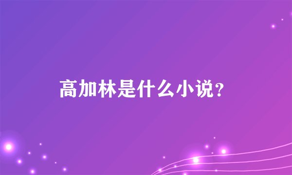 高加林是什么小说？