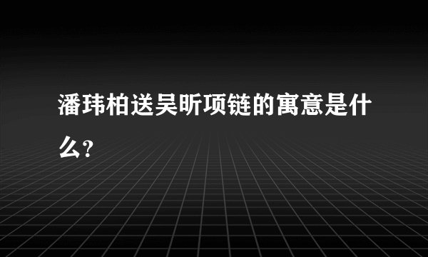 潘玮柏送吴昕项链的寓意是什么？